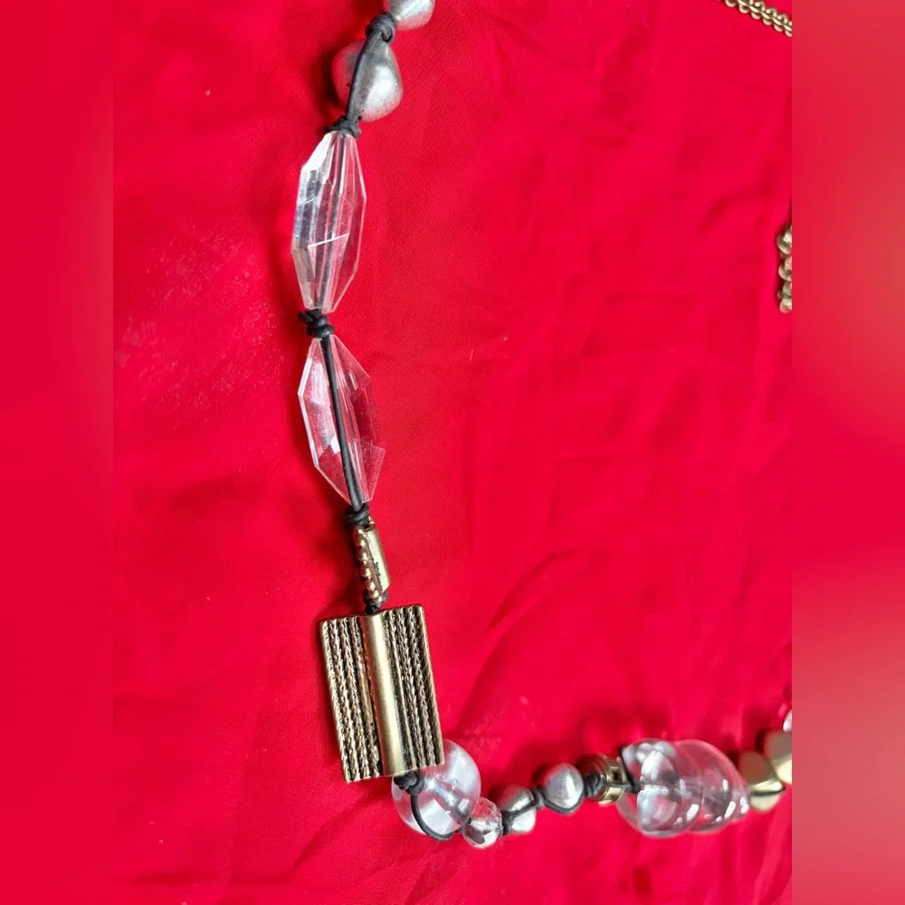 Vintage gold tone and pink feminine chain statement belt